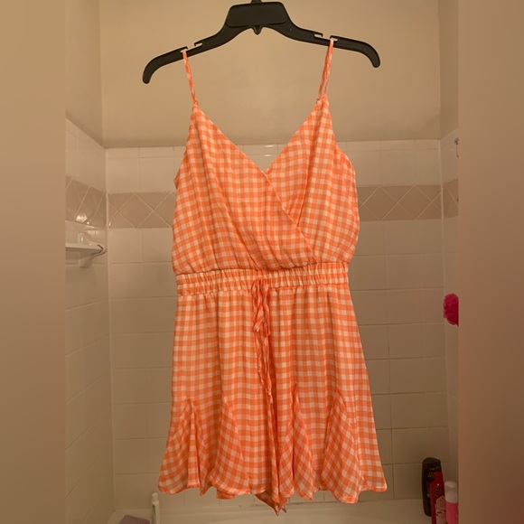 Altar'd State Pants - Altar’d State Orange Gingham Romper Size M
